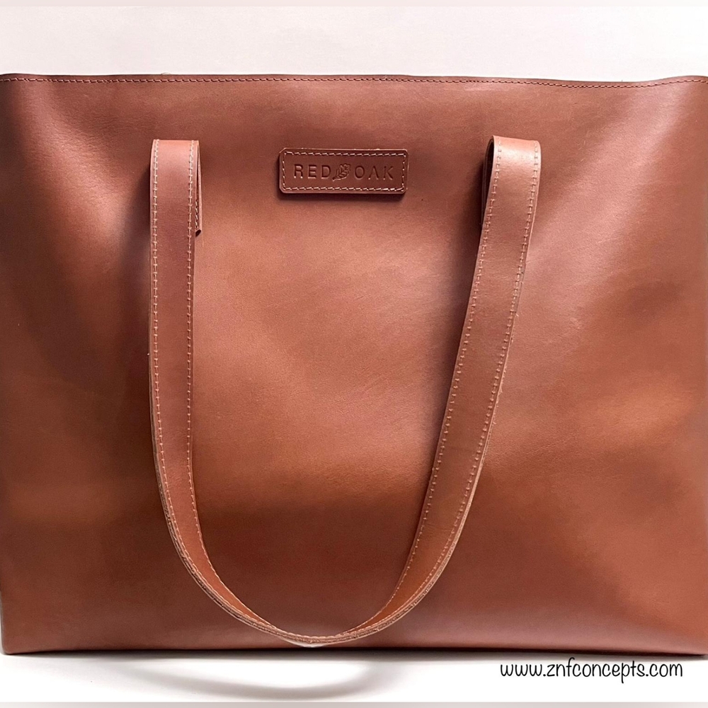 Elegant Tan Leather Tote Bag - Picture 3 of 12